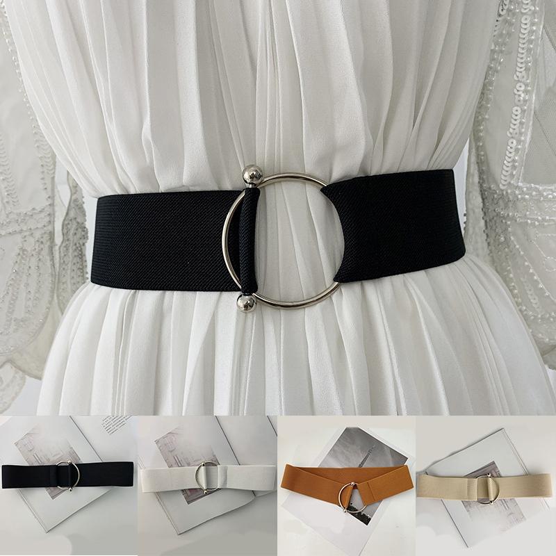 Belts Fashion Women Wide Belt Elastic Solid Color Dress Accessories Stretch Round Metal Buckle Female Waistband, White
Belts Fashion Women Wide Belt Elastic Solid Color Dress Accessories Stretch Round Metal Buckle Female Waistband, White