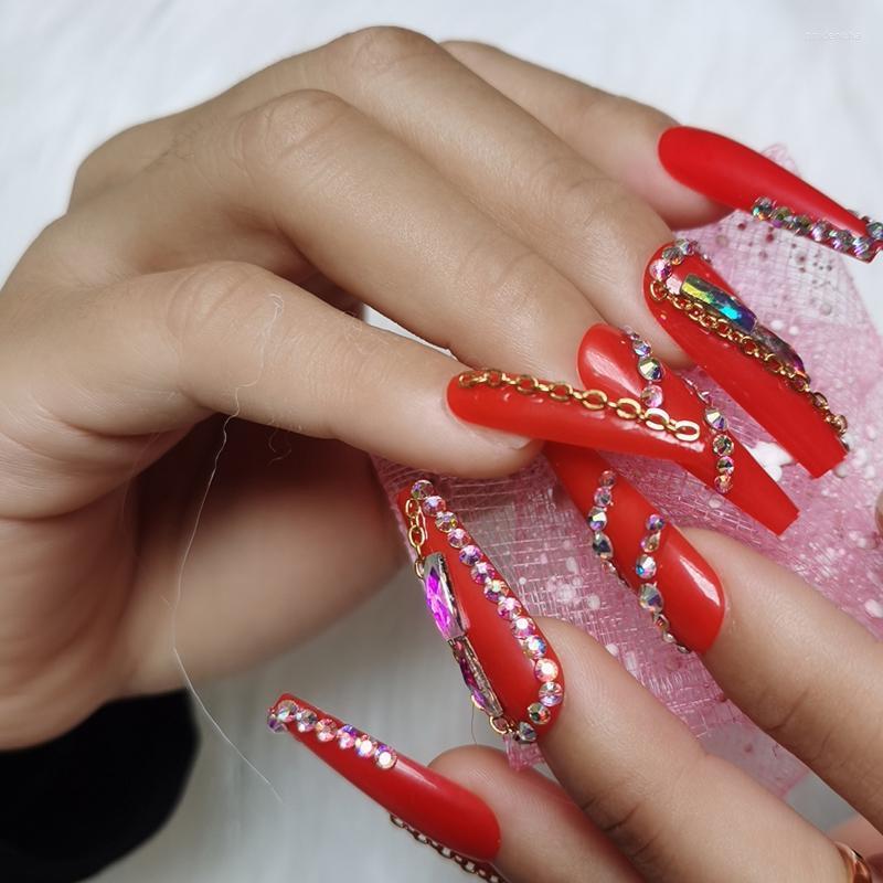 False Nails 24pcs The Latest Design Luxury Jewelry Ballet Coffin Fake Nail Crystal Diamond Red Prud22, 1set
False Nails 24pcs The Latest Design Luxury Jewelry Ballet Coffin Fake Nail Crystal Diamond Red Prud22, 1set