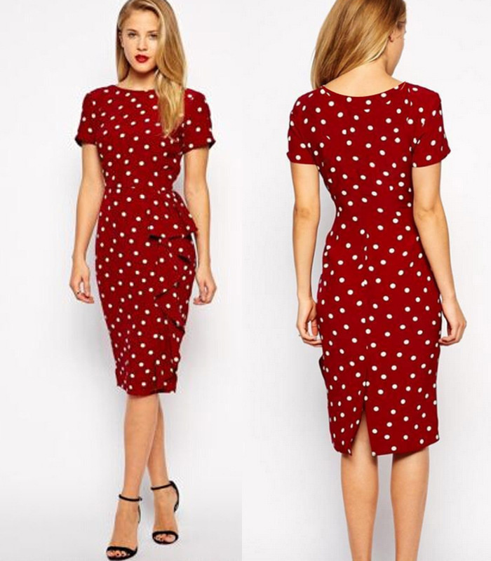 Fashion Women Office Lady Mid Knee Length Pencil Dress Sexy Slim Waist Ladies Short Sleeve Oneck Split Casual Elegant Dress 220615, White wave point
Fashion Women Office Lady Mid Knee Length Pencil Dress Sexy Slim Waist Ladies Short Sleeve Oneck Split Casual Elegant Dress 220615, White wave point