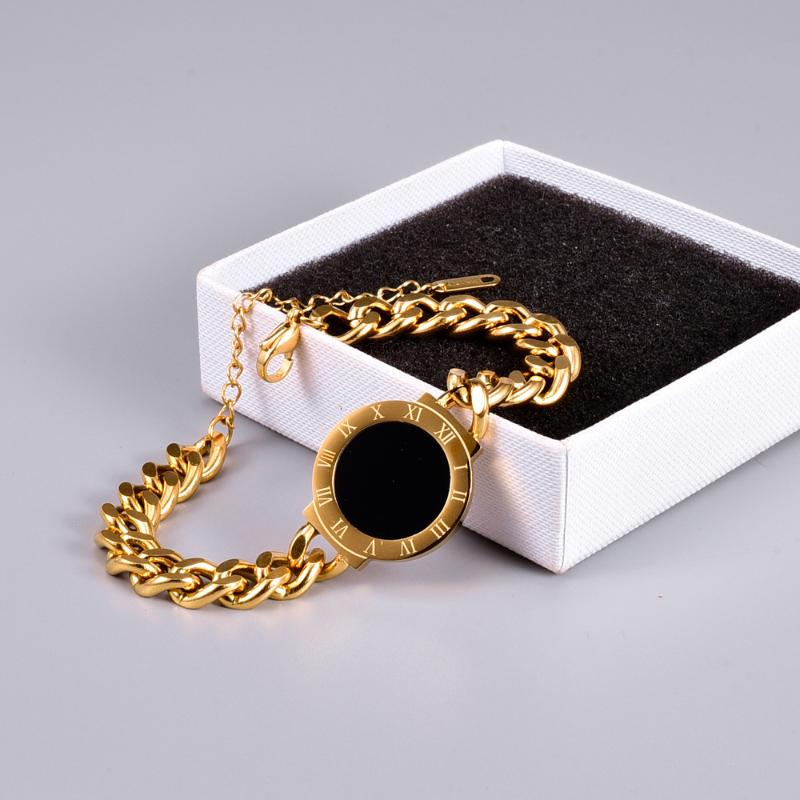 Charm Bracelets One Piece Roman Numerals Black Shell Bracelet For Women Gold Titanium Steel Bangles Thic Chain Jewelry Gift
Charm Bracelets One Piece Roman Numerals Black Shell Bracelet For Women Gold Titanium Steel Bangles Thic Chain Jewelry Gift
