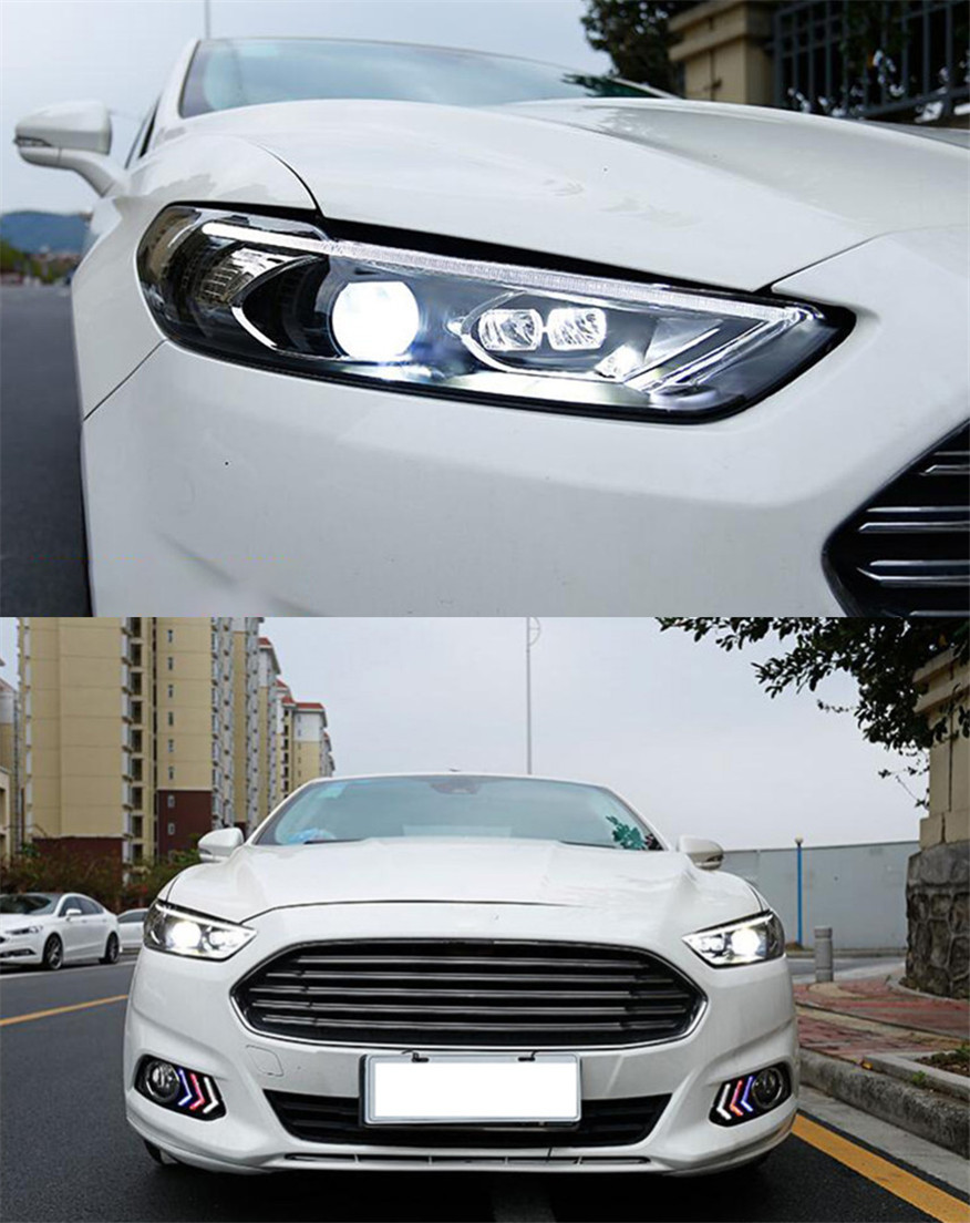 LED Headlights For Cars Mondeo Fusion 20 13-20 16 LED Dynamic Turn Signal Front Lights Blue DRL Headlights Assembly