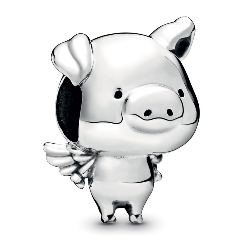 925 Sterling Silver Dangle Charm Smooth Pippo The Flying Pig Free Hugs The Ghost Dinosaur Beads Bead Fit Charms Bracelet DIY Jewelry Accessories