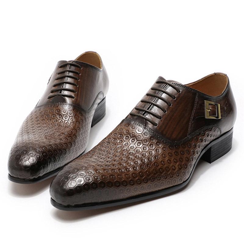 High-end Lace-up Oxford Shoes Leather Embossed Metal Buckle Pointed Toe Work Wedding Banquet Business Formal Shoes KB258, Clear
High-end Lace-up Oxford Shoes Leather Embossed Metal Buckle Pointed Toe Work Wedding Banquet Business Formal Shoes KB258, Clear
