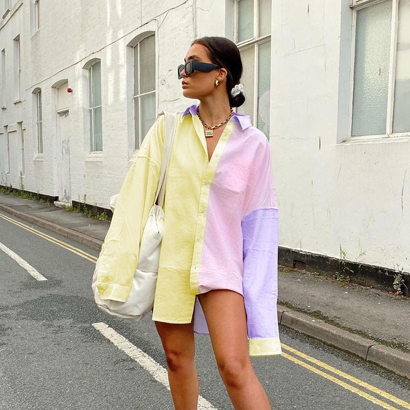 Women Casual Streetwear Shirt Color Contrast Fashion Striped Long Sleeve Lapel Single-breasted Button OL Blouse Top Women' Blouses & Shirts
Women Casual Streetwear Shirt Color Contrast Fashion Striped Long Sleeve Lapel Single-breasted Button OL Blouse Top Women' Blouses & Shirts