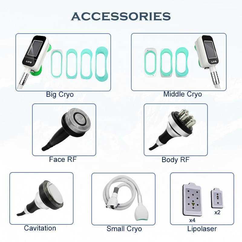Professional 7 IN 1 Cryo lipolysis Slimming Machine Cold and Hot Cryo Laser 40k Cavitation Body Slimming Face RF Beauty Equipment