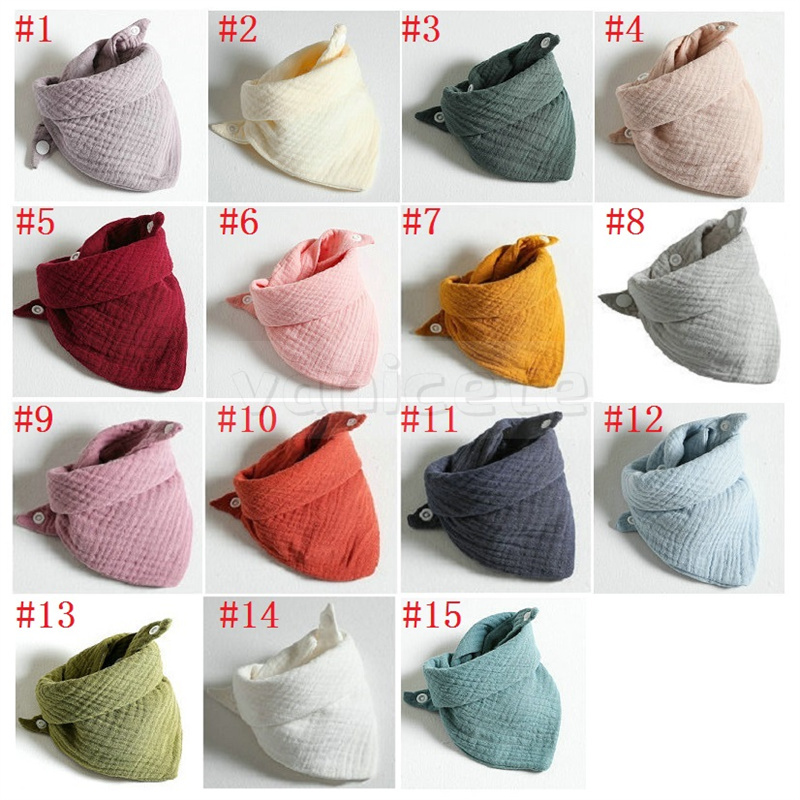 Baby gauze saliva towel Infants eating meal triangle Bibs Burp Cloths kids double-deck cotton gauze Bib T9I001976