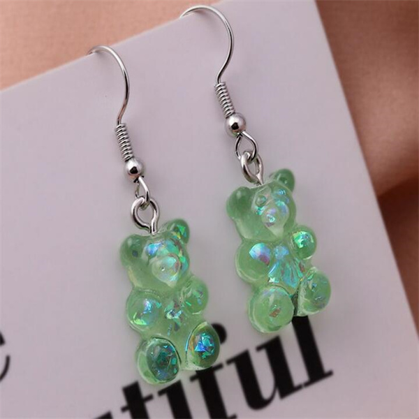 Simple Cute Colorful Acrylic Animal Bear Dangle Earrings for Girls Women Children Birthday Gift Lovely Jewelry GC1026