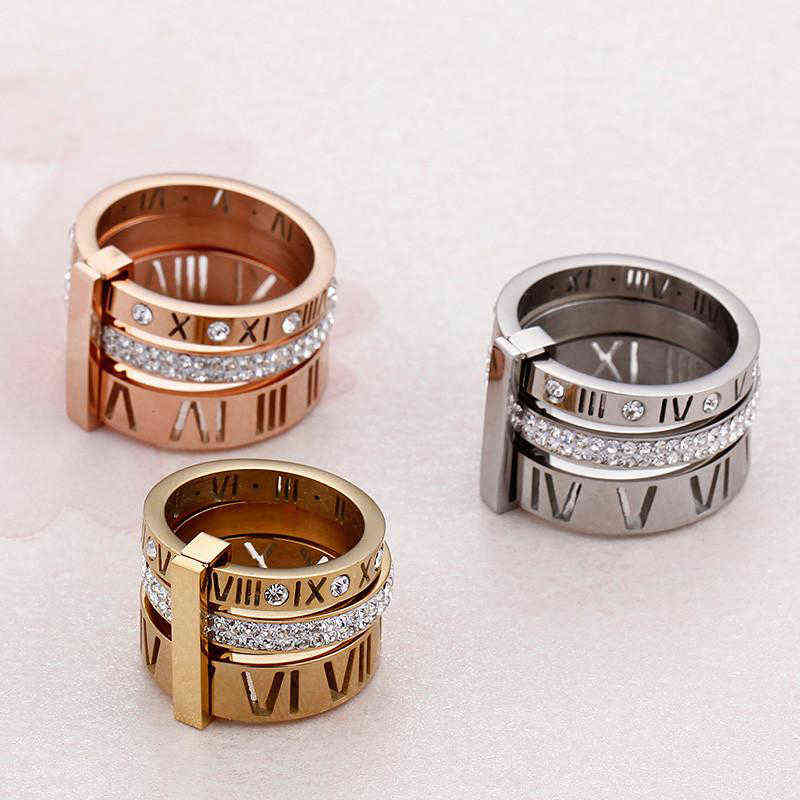 Ring Stainless Steel Rose Gold Roman Numerals Ring Fashion Jewelry Ring Women039s Wedding Engagement Jewelry dfgd