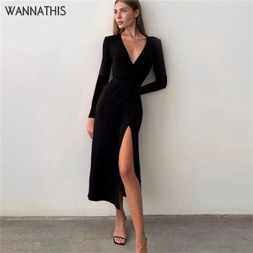 WannaThis High Split Midi Dresses For Women Deep V Neck Bandage Sexy Autumn Vintage Chic Party Wear Elegant Female 220607, Black
WannaThis High Split Midi Dresses For Women Deep V Neck Bandage Sexy Autumn Vintage Chic Party Wear Elegant Female 220607, Black