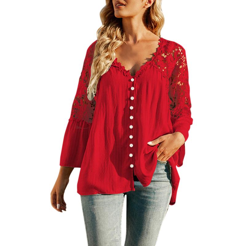 Women' Blouses & Shirts Women Lace Blouse Long Sleeve Sexy V Neck Button Top Summer Elegant Blusas Female Tops DropWomen, Black
Women' Blouses & Shirts Women Lace Blouse Long Sleeve Sexy V Neck Button Top Summer Elegant Blusas Female Tops DropWomen, Black
