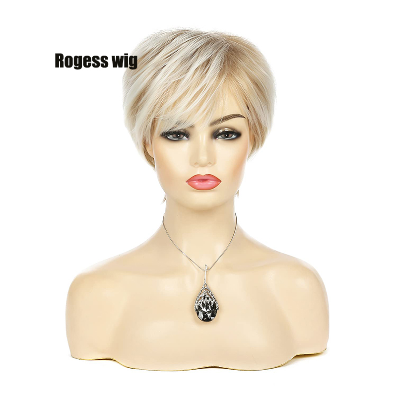 Short Blonde Wigs for Women Layered Synthetic Heat Resistant Pixie Wig for Party Cosplay Use