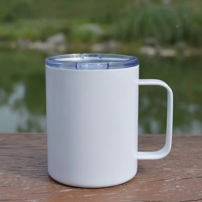 Local Warehouse 10oz Blank Sublimation Coffee Mug Cup with Handle white Subliamtion mug Stainless Steel Travel Tumblers with lids Z11