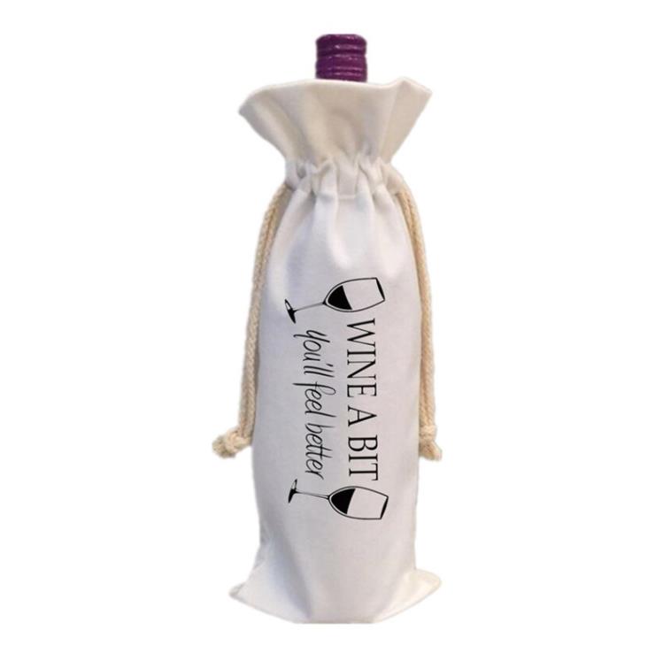 14x5.5inch Christmas Decorations Sublimation Blank Wine Bottle Bags with Drawstrings Reusable gift bag Bulk for Halloween Christmas DIY Wedding Party 