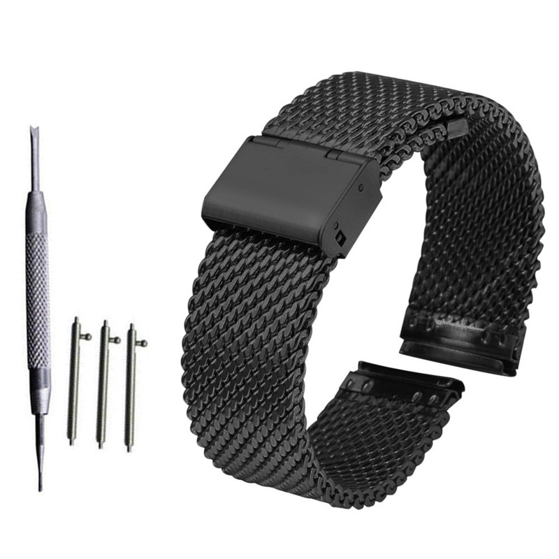 18mm 20mm 22mm 24mm Universal Milanese Watchband Quick Release Watch Band Mesh Stainless Steel Strap Wrist Belt Bracelet Black 220412