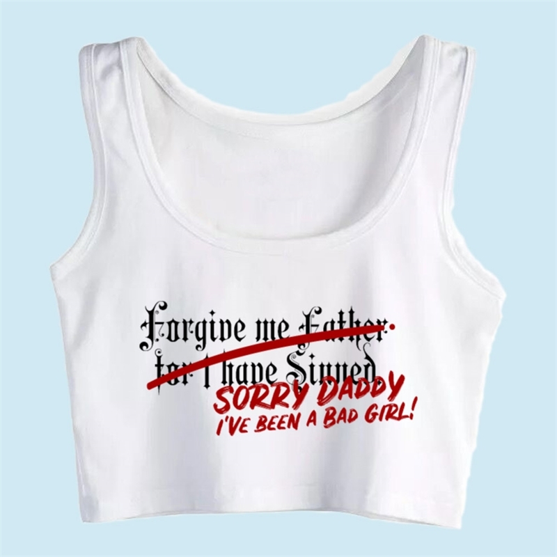 Crop Top Female Sorry Daddy Ive Been Ddlg Bdsm Print Fit White Cotton Top 220316