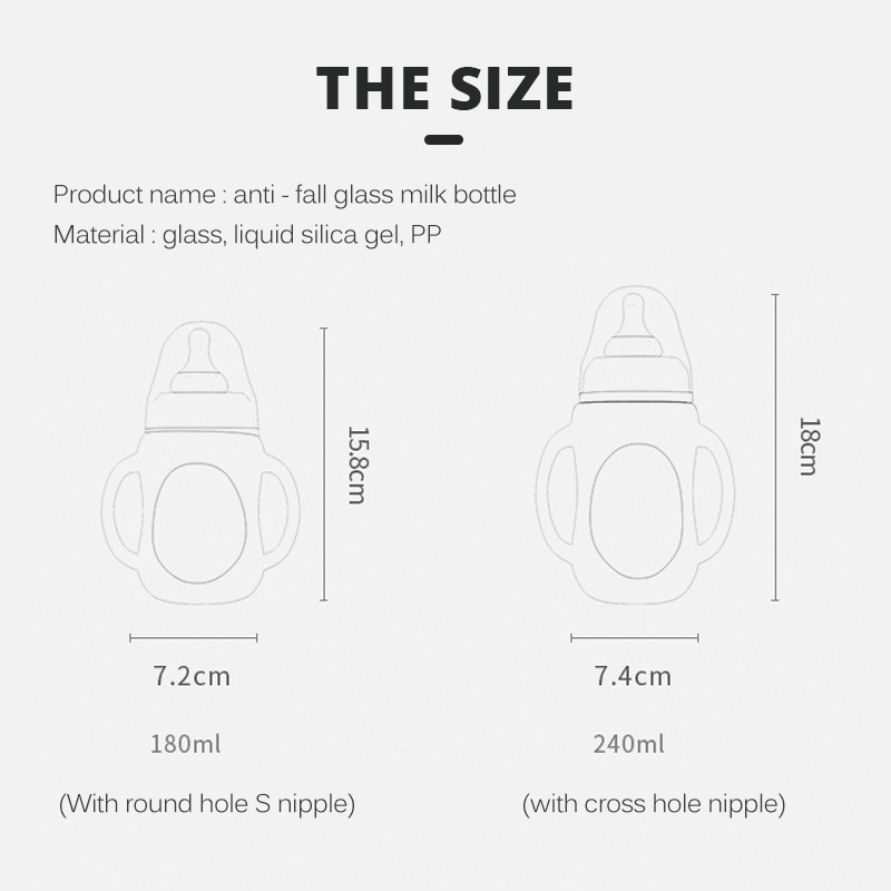 Baby bottle Glass Dual Use and Children Drinking Cup Bottle Grip Handle for Natural Wide Mouth PP Glass Silicone handle 220512