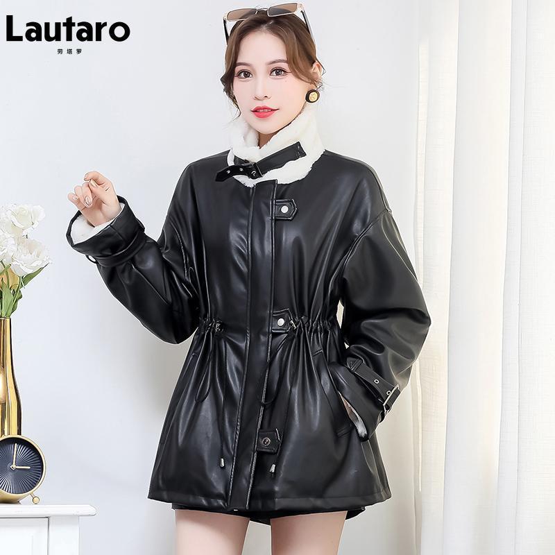 Lautaro Winter Black Soft Oversized Leather Jacket With Fur Inside Warm Lined Women Coats
Lautaro Winter Black Soft Oversized Leather Jacket With Fur Inside Warm Lined Women Coats