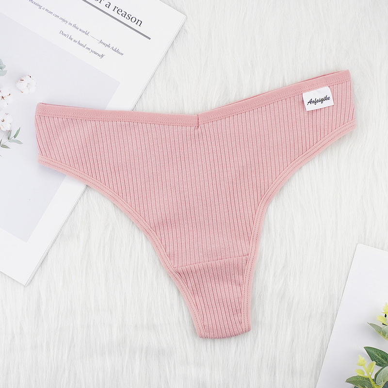 Sexy Underwear Panties Ladies Low Cut Thong Cotton G String Women Sex Sport Tanga Thread Breathable Shorts 3pcs/lots 220511