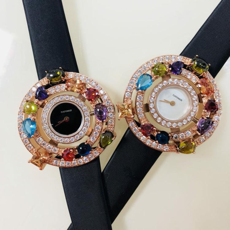 Wristwatches 2 Colors Genuine Leather Watch Muti Color Stone Quartz Wrist Women Round Colorful Stainless Steel, White silver color
Wristwatches 2 Colors Genuine Leather Watch Muti Color Stone Quartz Wrist Women Round Colorful Stainless Steel, White silver color