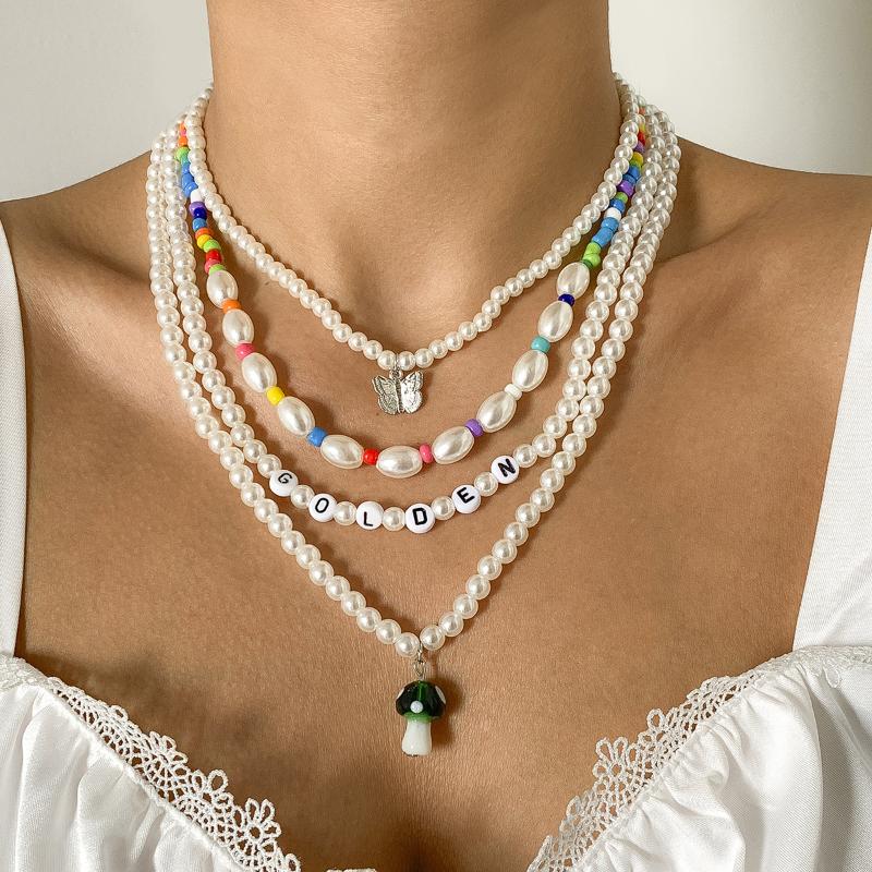 Chokers Multi-layers Acrylic Letter Imitation Pearls Beads Chain Necklace Cute Mushroom Vintage Butterfly Choker Gifts For Women Girls
Chokers Multi-layers Acrylic Letter Imitation Pearls Beads Chain Necklace Cute Mushroom Vintage Butterfly Choker Gifts For Women Girls