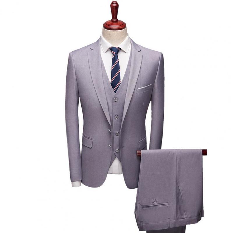 Plus Size Blazer Suit Set for Men Business Dress Formal 3 Piece Set Slim Male Solid Color Straight Pants Coat Vest Suit Wedding 220409