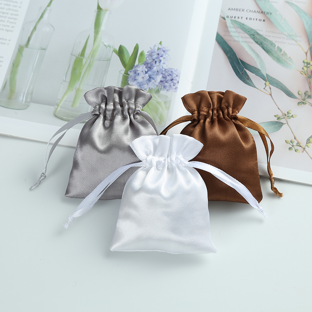 50pcs Pink Satin Drawstring Bag Small Jewelry Pouch Package Storage Wedding Party Gift Packing Pouches for Womens Baby Shower