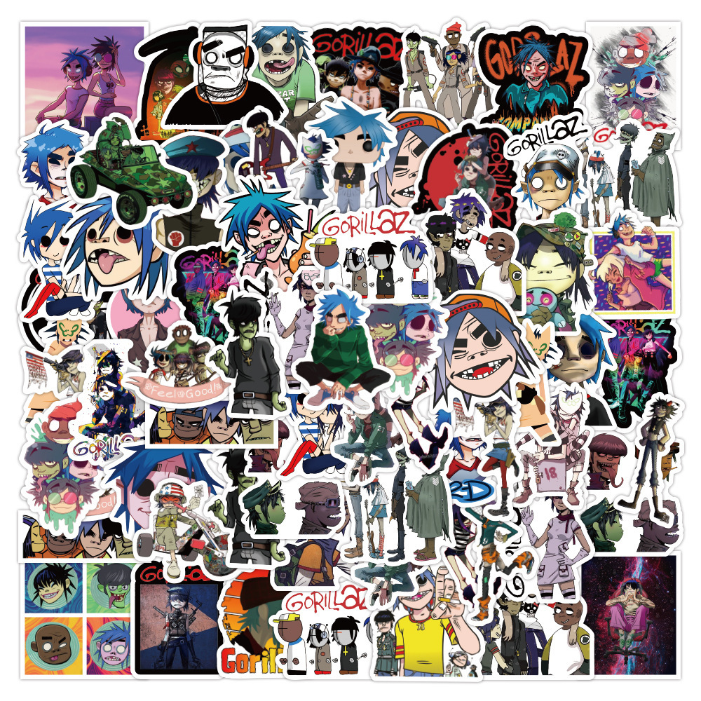 New Waterproof 10/30/52pcs Gorillaz Music Band Cartoon Stickers Decal Motorcycle Phone Laptop Bike Luggage Guitar Graffiti Sticker Kids Toy sticker