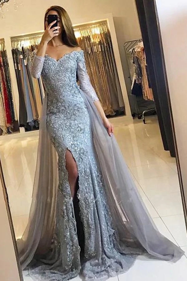 Vintage 3/4 Sleeve Sweetheart Lace Mermaid Prom Dresses Off the Shoulder Appliques Front Split Long Women Occasion Party Evening Gowns BA6240, Dark navy
Vintage 3/4 Sleeve Sweetheart Lace Mermaid Prom Dresses Off the Shoulder Appliques Front Split Long Women Occasion Party Evening Gowns BA6240, Dark navy