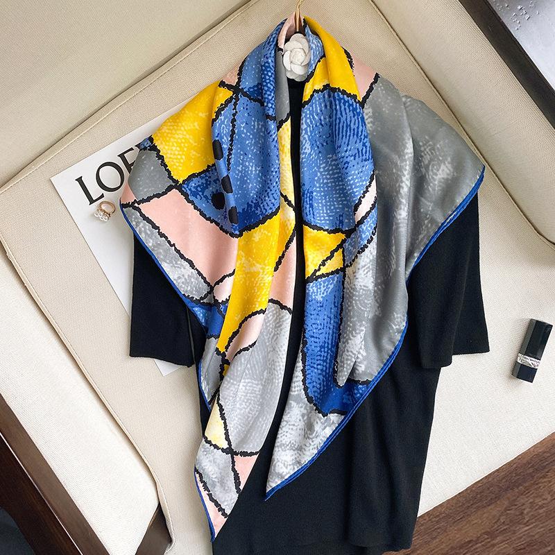 Scarves Style Graffiti Decoration Fashion 90 90CM Large Square Scarf Female Summer Sunscreen Shawl Tulle ScarfScarves
Scarves Style Graffiti Decoration Fashion 90 90CM Large Square Scarf Female Summer Sunscreen Shawl Tulle ScarfScarves