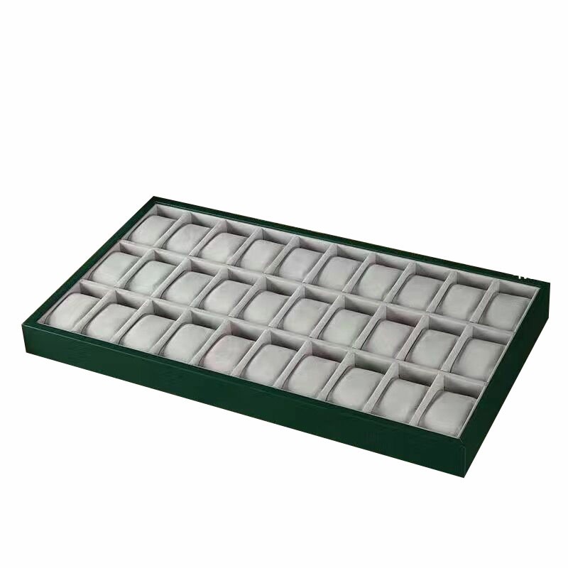 New Green PU Leather Watch Display Tray 6122430 Grid Watch Display Storage Props Watch Booth Display Shelf