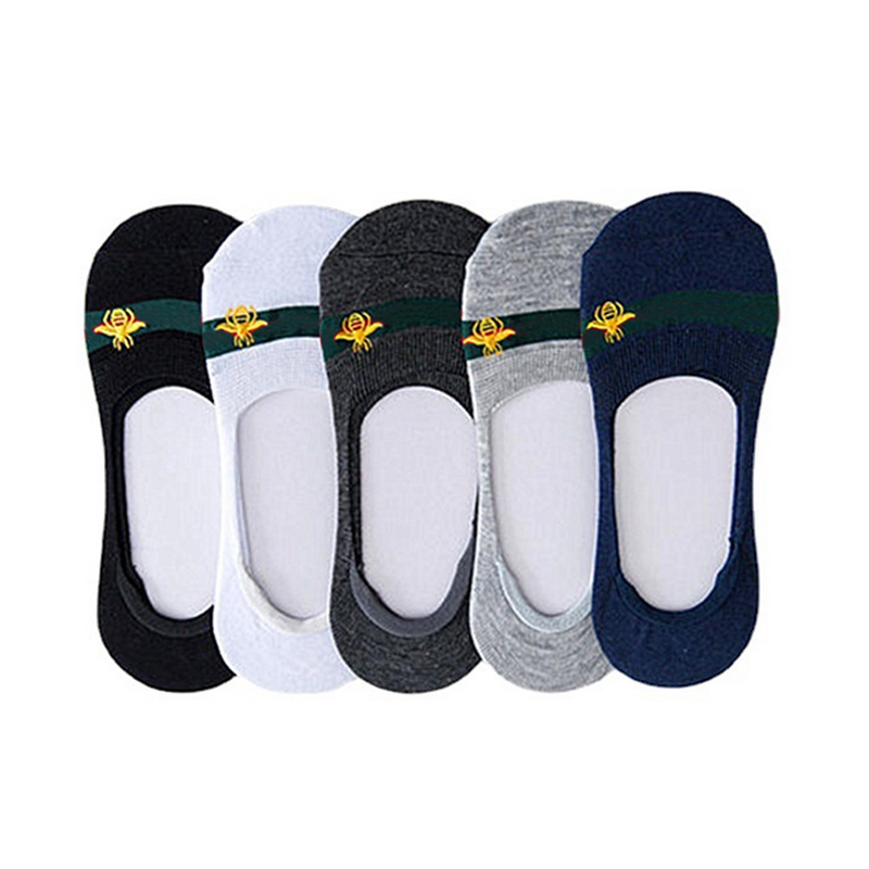 Red Green Striped Bee Invisible Socks Men Cotton Breathable Sock Non-slip 5 Colors Wholesale Price