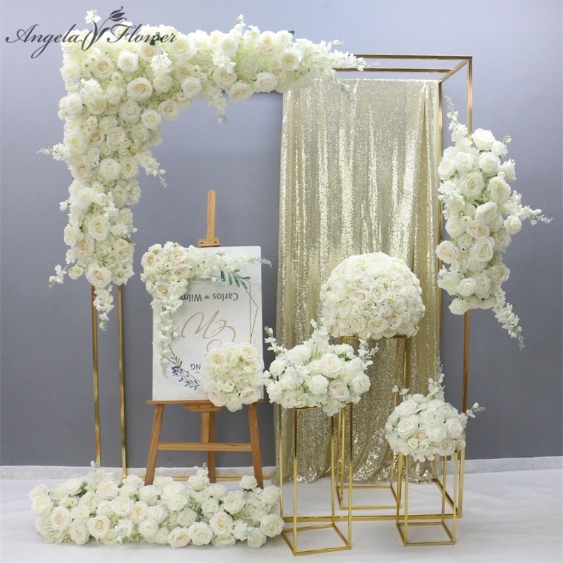 Luxury White Rose Artificial Flower Row Arrangement Wedding Scene Decor Backdrop Wall Hanging Curtain Floral Table Flower Ball 220406
Luxury White Rose Artificial Flower Row Arrangement Wedding Scene Decor Backdrop Wall Hanging Curtain Floral Table Flower Ball 220406