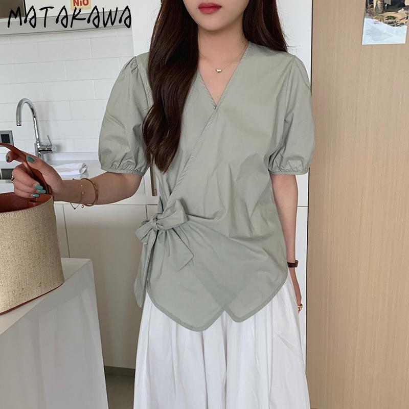 Women's Blouses & Shirts Matakawa Woman Shirt Korean Elegant Blusas V Neck One-piece Side Bow Lace Up Solid Fashion O Short Sleeve, Yellow shirt
Women's Blouses & Shirts Matakawa Woman Shirt Korean Elegant Blusas V Neck One-piece Side Bow Lace Up Solid Fashion O Short Sleeve, Yellow shirt