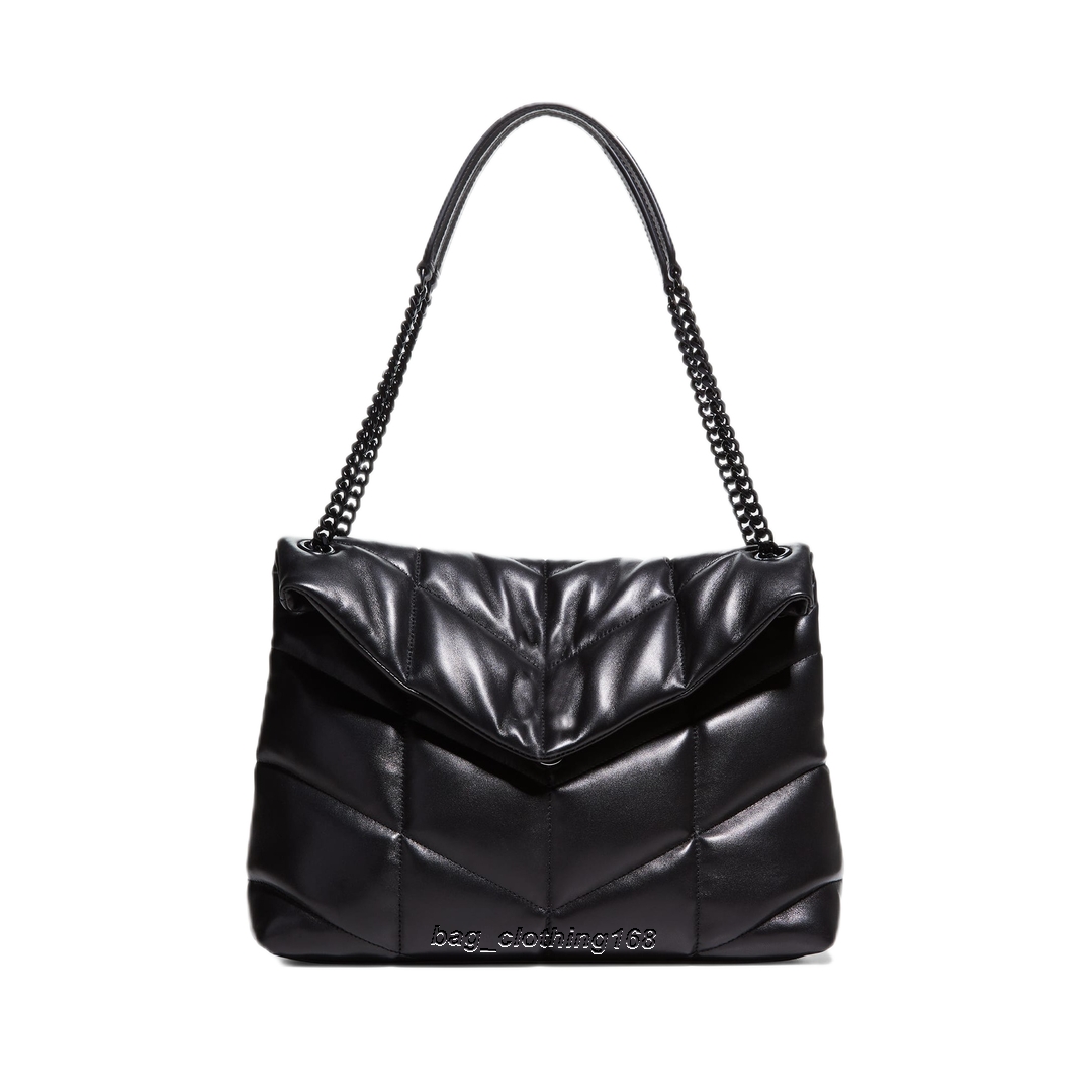 Designer Bags shoulder bag Quilted Genuine Puffy Leather Large Capacity 'Loulou' Chain Crossbody Handbags backpack, Black
Designer Bags shoulder bag Quilted Genuine Puffy Leather Large Capacity 'Loulou' Chain Crossbody Handbags backpack, Black