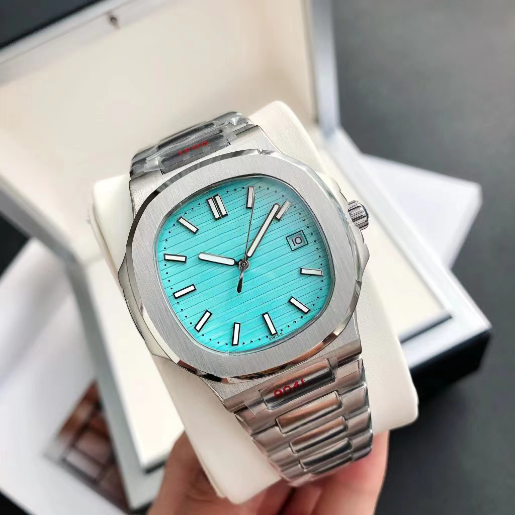 2022 New Nautilus Men's Automatic Luxury Watch 5711 Series Light Blue Dial Silver Stainless Steel Strap