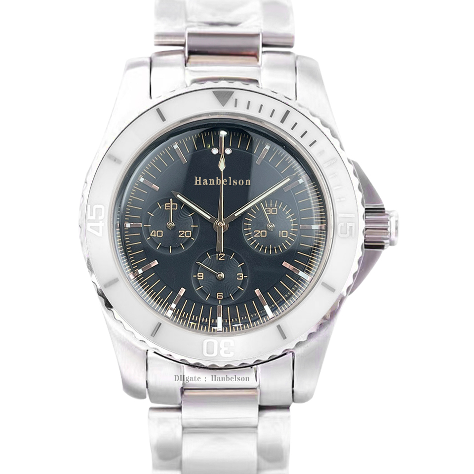 Mens watch VK quartz Chronograph Sports noctilucous Rose gold Steel case battery leather bracelet multi-function Black face wristwatch 41mm, 5.steel strap
Mens watch VK quartz Chronograph Sports noctilucous Rose gold Steel case battery leather bracelet multi-function Black face wristwatch 41mm, 5.steel strap