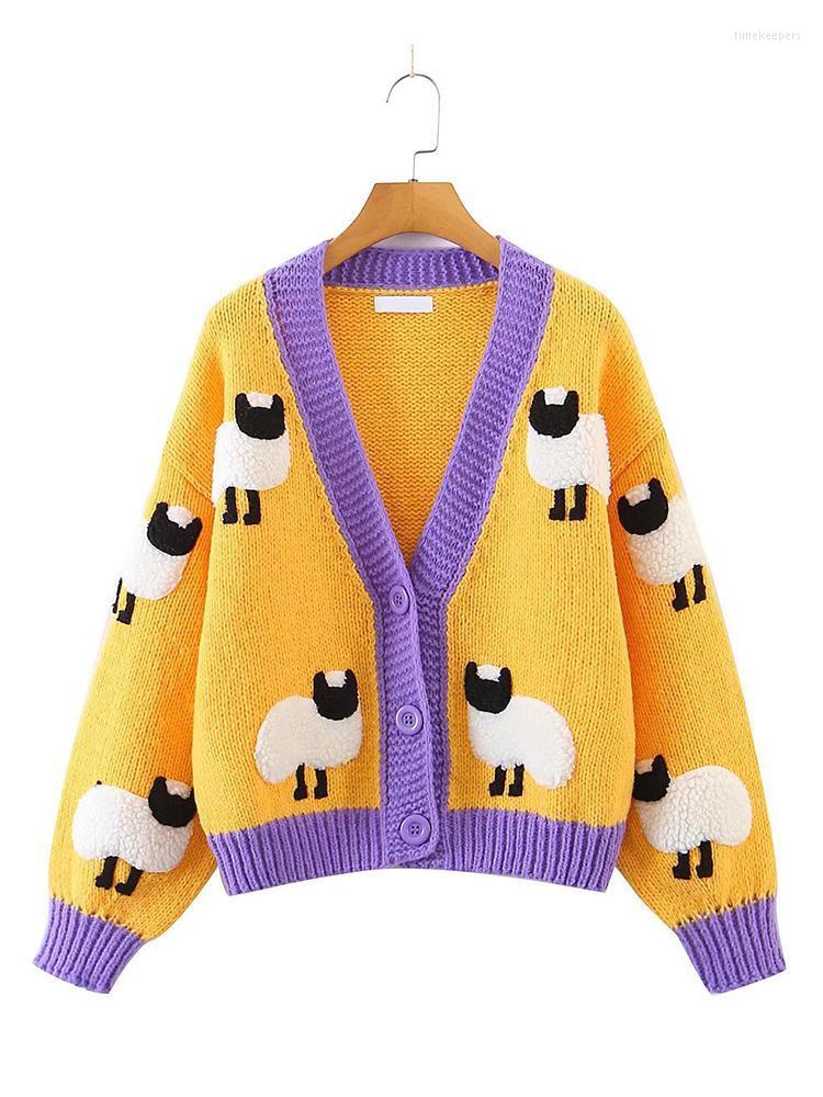 Women's Knits & Tees Fall Women Fashion Cute Cartoon Sheep Cardigan Sweater Vintage Long Sleeve Deep V Neck Female Loose Casual OuterwearWom, Yellow
Women's Knits & Tees Fall Women Fashion Cute Cartoon Sheep Cardigan Sweater Vintage Long Sleeve Deep V Neck Female Loose Casual OuterwearWom, Yellow