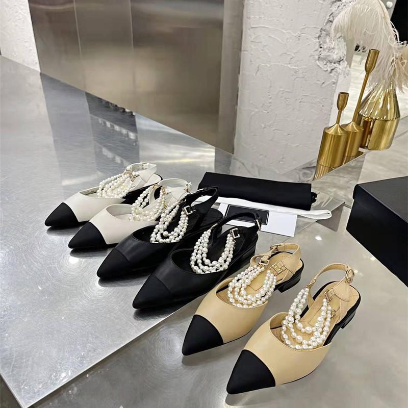 Sandals Luxury Slingback Women Shoes Fashion Lady Flat Brand Designer Pointed Toe Woman Pearl Chains Shoe PumpsSandals, Black
Sandals Luxury Slingback Women Shoes Fashion Lady Flat Brand Designer Pointed Toe Woman Pearl Chains Shoe PumpsSandals, Black