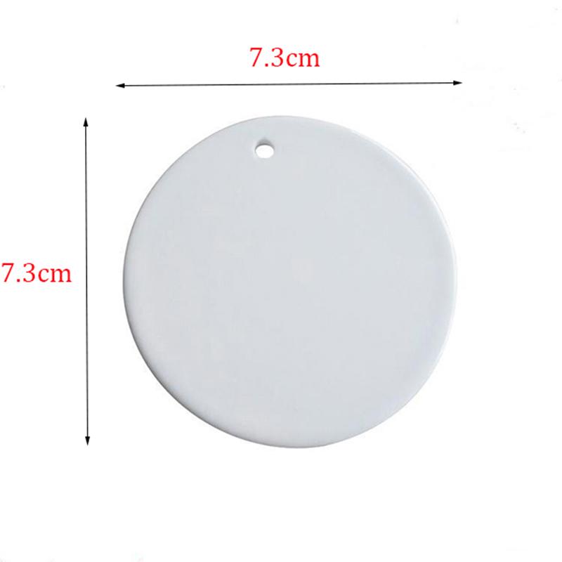 Wholesale Christmas Decorations 3 Inch Round Circle Custom Sublimation Blank Ceramic Ornaments Flat Tree Decor With Ropechristmas