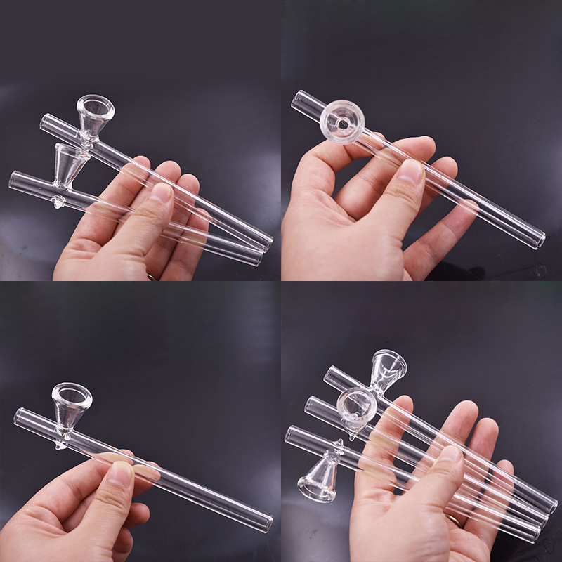 Wholesale 146mm Clear Steamrollers glass hand smoking pipes Lab smoking tobacco pipes with dry herb bowl