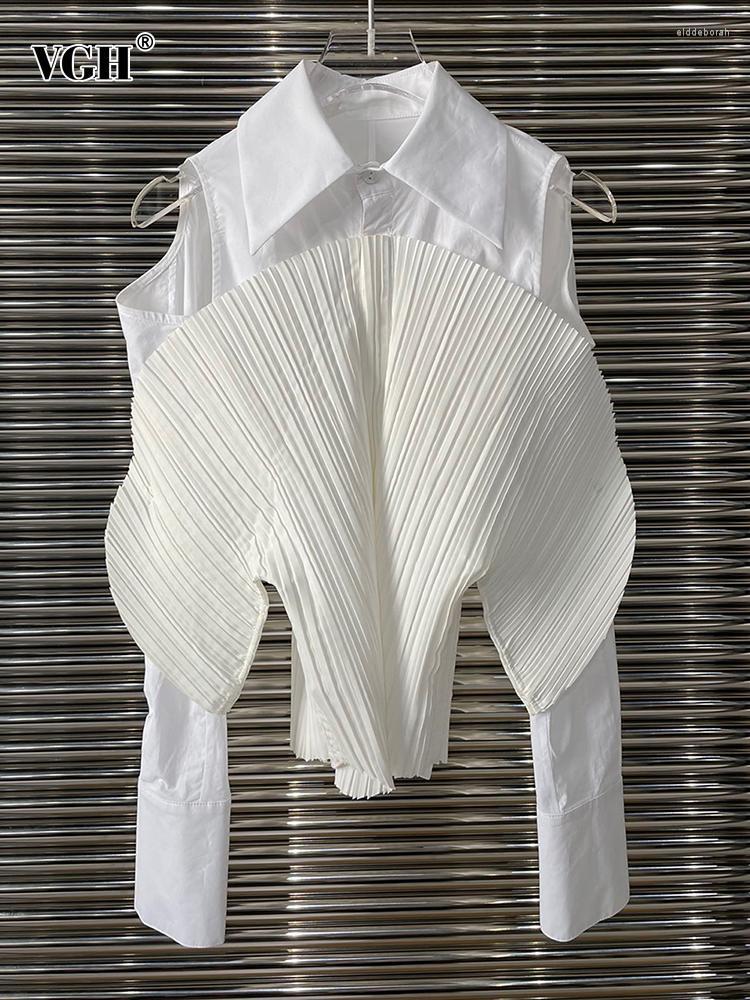 Women' Blouses & Shirts Casual White Shirt For Women Lapel Long Sleeve Patchwork Fold Pleated Solid Button Through Blouse Female Clothing, Black
Women' Blouses & Shirts Casual White Shirt For Women Lapel Long Sleeve Patchwork Fold Pleated Solid Button Through Blouse Female Clothing, Black