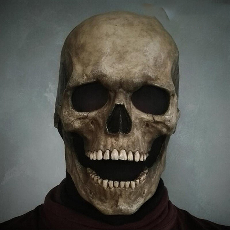 Halloween Party Full Head Skull Mask with Movable Jaw Scary Latex Adult Size Cosplay Masquerade Masks