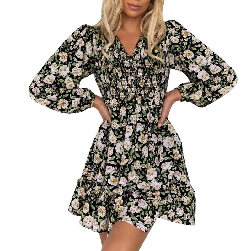 Casual Dresses Summer For Women 2022 Elegant Long Sleeve Flower Print V-neck High Waist Ruffles Dress Flexible Pleated A Line DressCasual, Black
Casual Dresses Summer For Women 2022 Elegant Long Sleeve Flower Print V-neck High Waist Ruffles Dress Flexible Pleated A Line DressCasual, Black