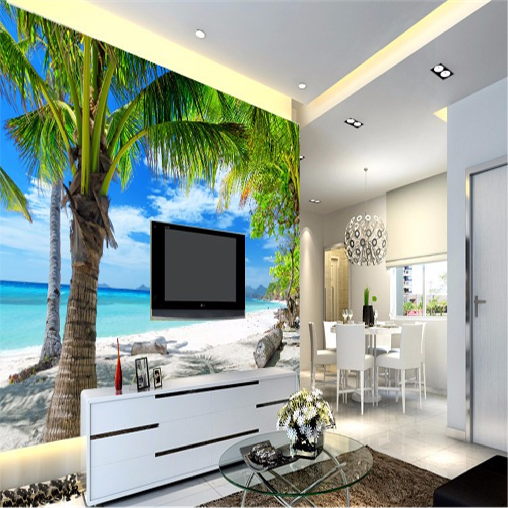 Large 3d wallpaper the landscape beach wallpapers for TV background wall paper the sitting room wallpaper for walls