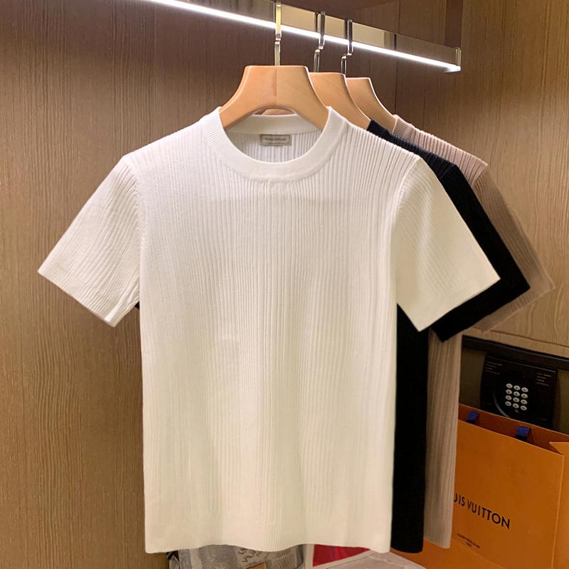 Men' T-Shirts Spring Summer Fashion Men High Quality Knit T-shirt Male Slim Fit Round Collar Short Sleeve Casual Tops R16Men, Black
Men' T-Shirts Spring Summer Fashion Men High Quality Knit T-shirt Male Slim Fit Round Collar Short Sleeve Casual Tops R16Men, Black