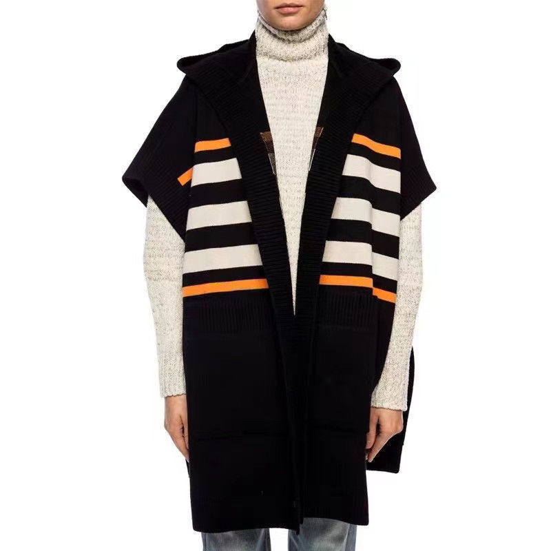 Women's Cape High edition preppy cardigan hoodie new casual loose versatile striped sweater, Black
Women's Cape High edition preppy cardigan hoodie new casual loose versatile striped sweater, Black