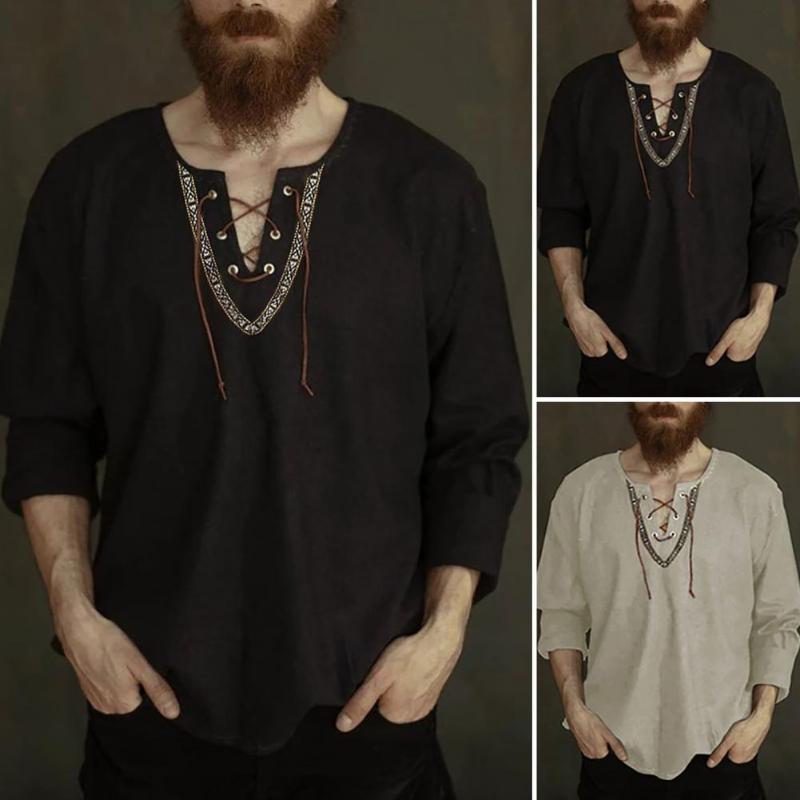 Men's Casual Shirts Men's Shirt Pullover Fashion Vintage Thin Long Sleeve Top Breathable Front Lace Up V Neck Camisa MasculinaMen's, Black
Men's Casual Shirts Men's Shirt Pullover Fashion Vintage Thin Long Sleeve Top Breathable Front Lace Up V Neck Camisa MasculinaMen's, Black