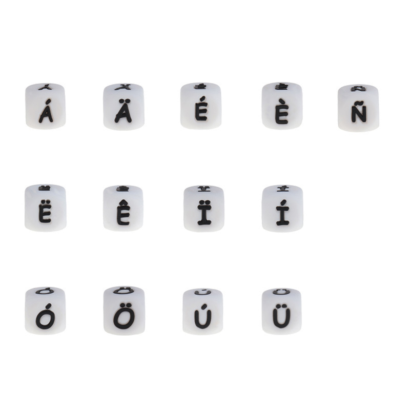 100 pcs French Letters Silicone Teether Beads 12mm Baby Teething Bead BPA Free Baby Teethers Dummy Pacifier Chains Accessories 220507