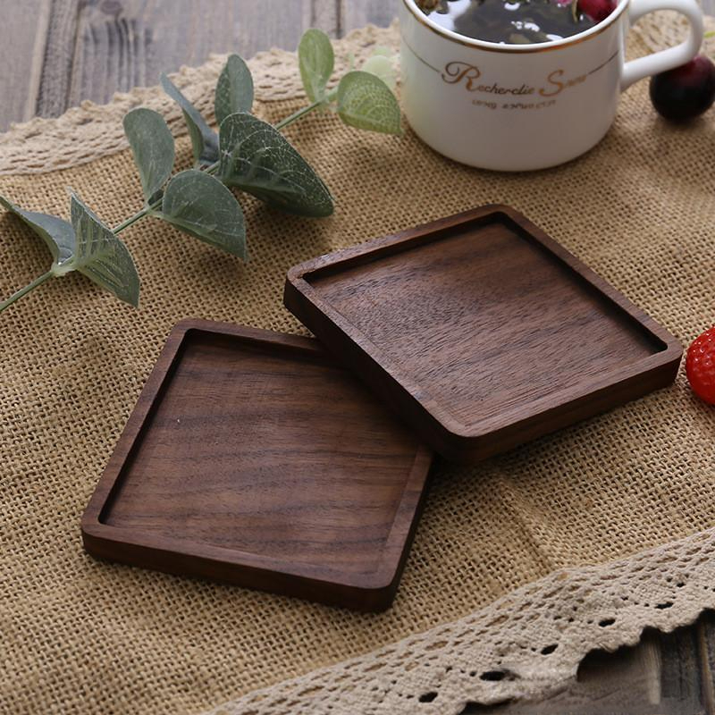Wooden Coasters Black Walnut Coffee Tea Cup Mats Natural Non Slip Teapot Drink Coasters Home Bar Tools