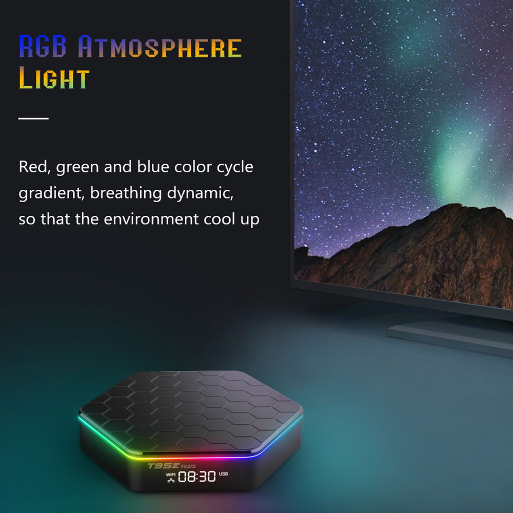 64G Android 12 TV BOX T95Z Plus RGB Light 8K Ultra HD 2.4G/5G Dual Wifi H618 Quadcore BT5.0 Set-top Box 3D 16/32 ROM